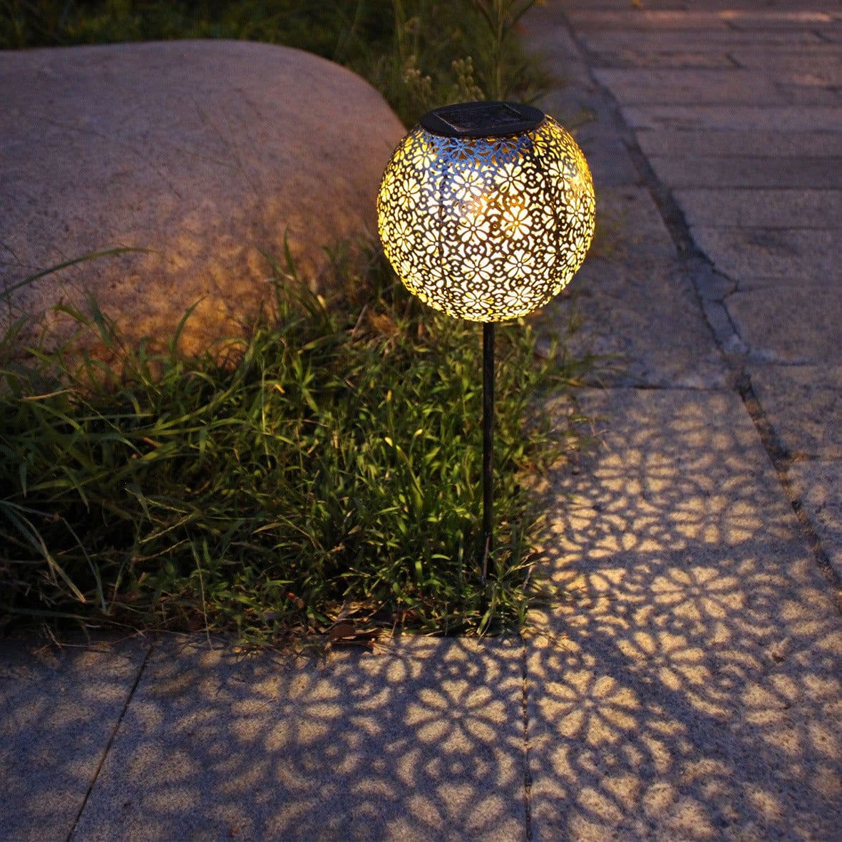 image-Garden Decoration Solar Wrought Iron Ground Ball Lamp