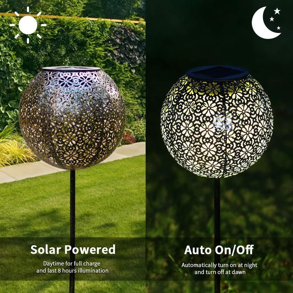 image-Garden Decoration Solar Wrought Iron Ground Ball Lamp