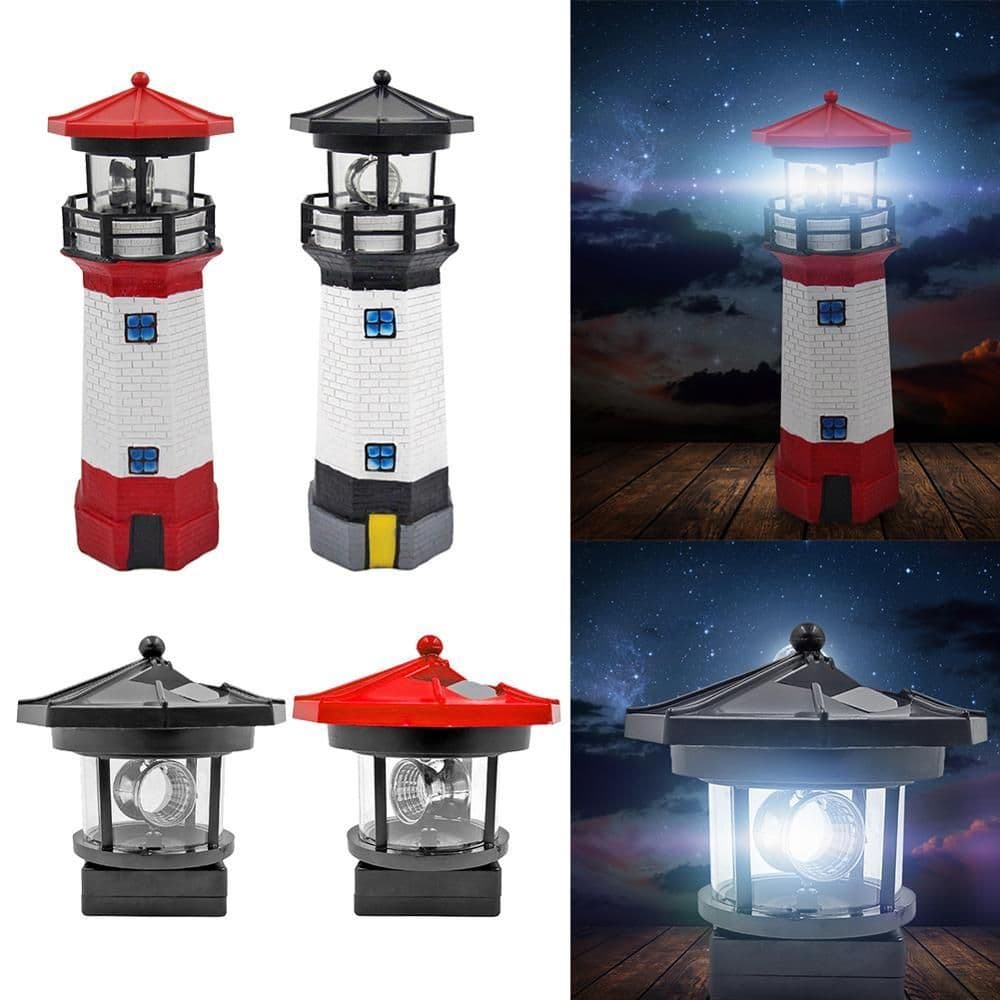 image-Lighthouse Shape Solar LED Light Garden Fence Yard Outdoor Decoration