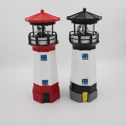image-Lighthouse Shape Solar LED Light Garden Fence Yard Outdoor Decoration