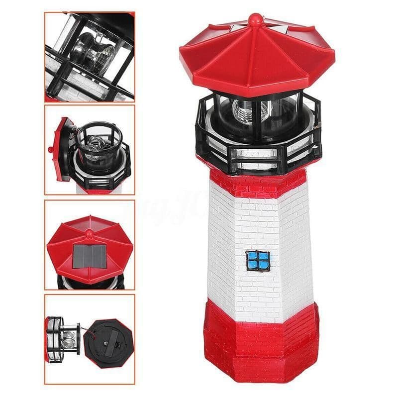 image-Lighthouse Shape Solar LED Light Garden Fence Yard Outdoor Decoration