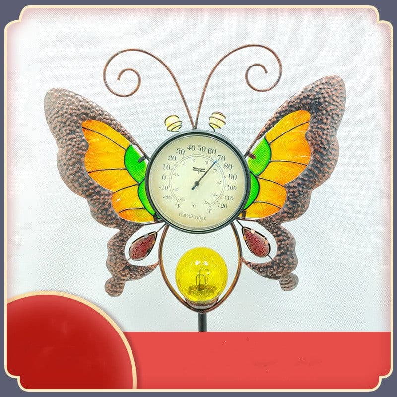 image-Solar Thermometer Garden Lawn Patio Temperature Gauge Glow In Dark Garden Stake Decor