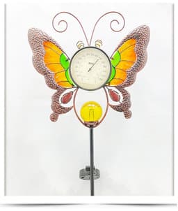 image-Solar Thermometer Garden Lawn Patio Temperature Gauge Glow In Dark Garden Stake Decor