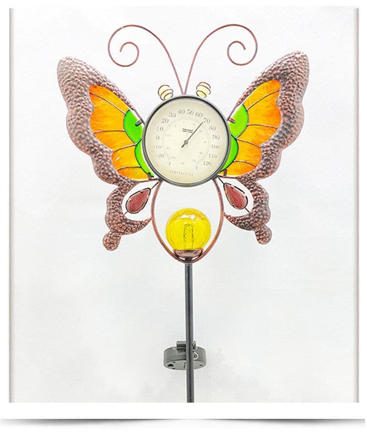 image-Solar Thermometer Garden Lawn Patio Temperature Gauge Glow In Dark Garden Stake Decor