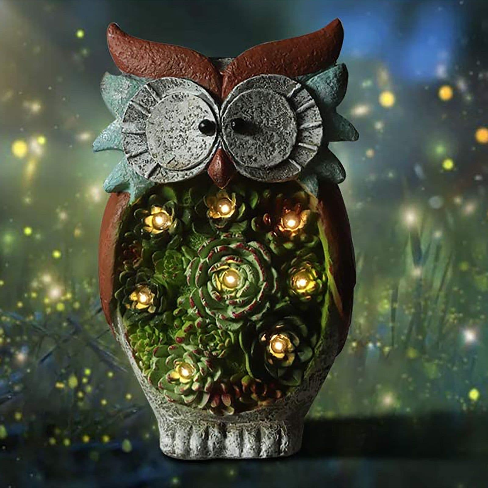 image-Solar Owl Led Light Outdoor Decorative Light Courtyard Decoration Resin Crafts Courtyard Lawn Night View Gift Lighting Decoration