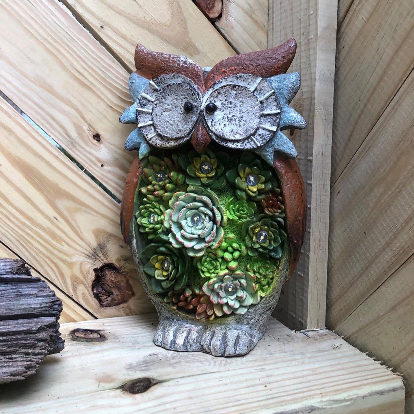 image-Solar Owl Led Light Outdoor Decorative Light Courtyard Decoration Resin Crafts Courtyard Lawn Night View Gift Lighting Decoration