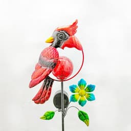 image-Solar Iron Art Red Bird Inserted Garden Lawn Lamp