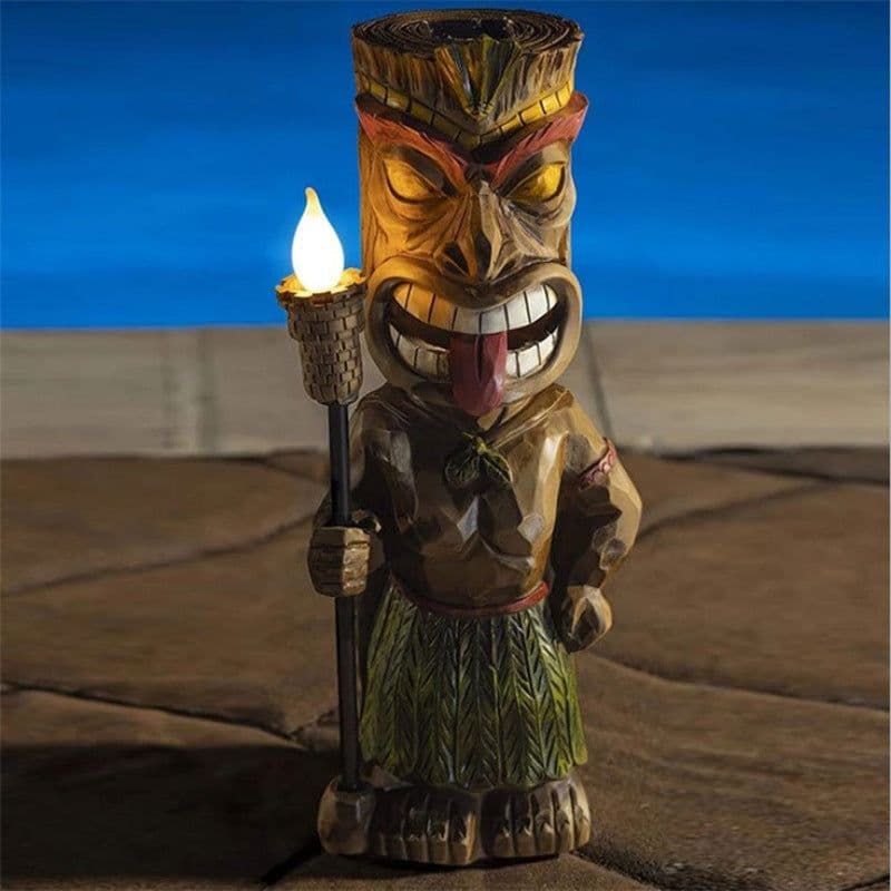 image-Tiki Guard Powered Decor New Maya Totem Resin Dwarf Garden Light Garden Light