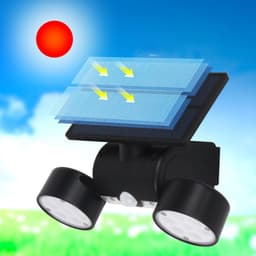 image-30led Solar Round With Rotating Two-head Spotlight Solar Garden Light Garden Light