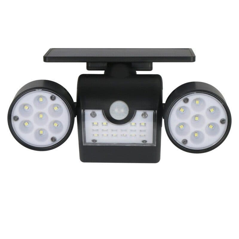 image-30led Solar Round With Rotating Two-head Spotlight Solar Garden Light Garden Light