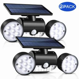image-30led Solar Round With Rotating Two-head Spotlight Solar Garden Light Garden Light