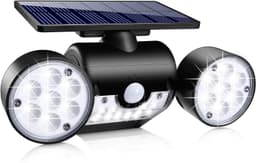 image-30led Solar Round With Rotating Two-head Spotlight Solar Garden Light Garden Light