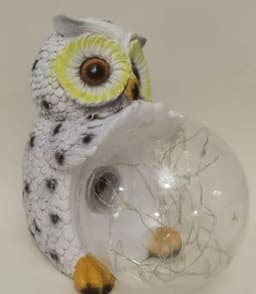 image-Solar LED Resin Owl Hug Ball Outdoor Villa Garden Landscape Light