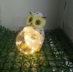 image-Solar LED Resin Owl Hug Ball Outdoor Villa Garden Landscape Light