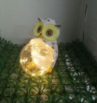 image-Solar LED Resin Owl Hug Ball Outdoor Villa Garden Landscape Light