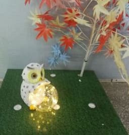 image-Solar LED Resin Owl Hug Ball Outdoor Villa Garden Landscape Light