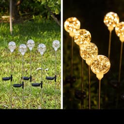 image-LED Ball Lawn Light Stainless Steel Pole Solar Luminous Ball Landscape Light