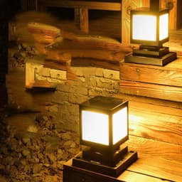 image-European Style Column Head Lamp Outdoor Villa Courtyard Wall Lamp Solar Wall Lamp