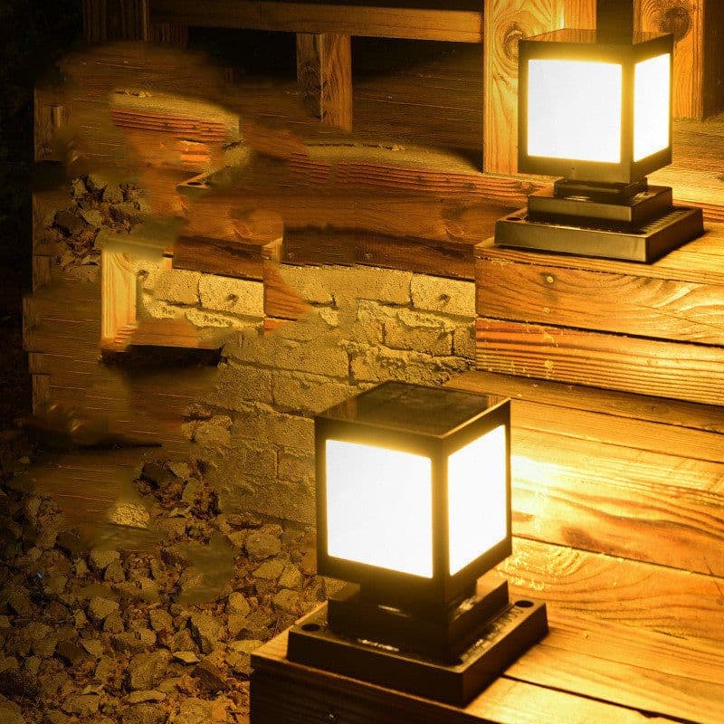 image-European Style Column Head Lamp Outdoor Villa Courtyard Wall Lamp Solar Wall Lamp