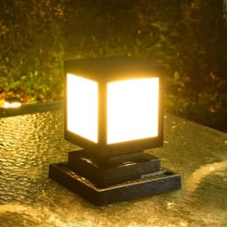 image-European Style Column Head Lamp Outdoor Villa Courtyard Wall Lamp Solar Wall Lamp