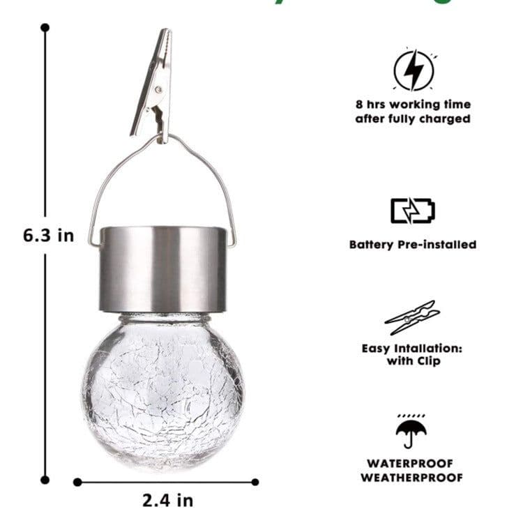 image-Outdoor Solar Glass Ball Chandelier