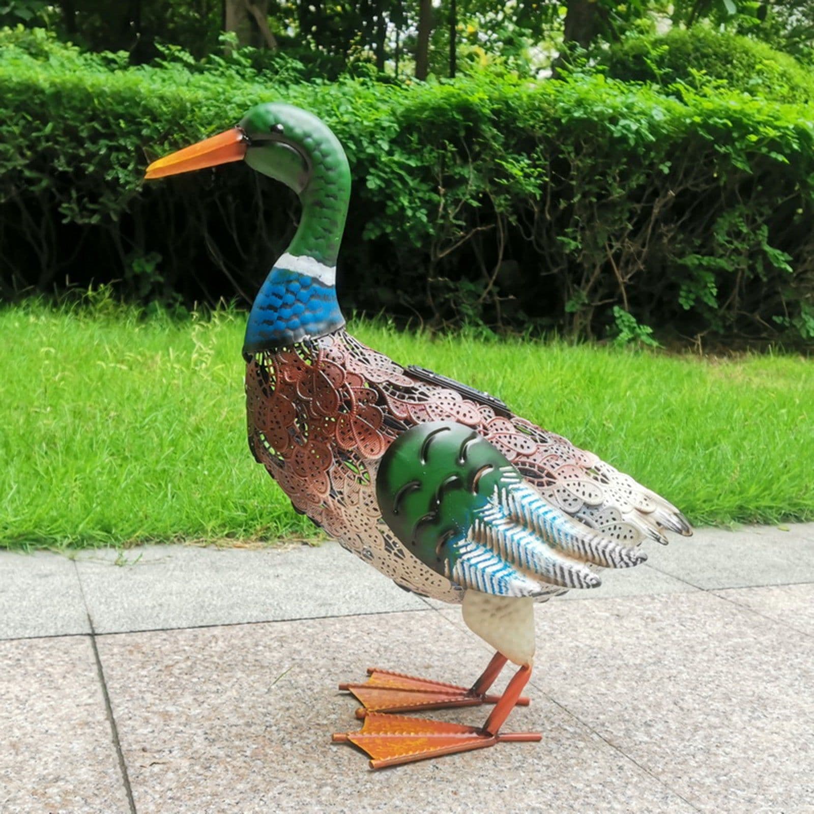 image-Garden Courtyard Outdoor Lawn Luminous Tin Animal Wrought Iron Swan Solar Light