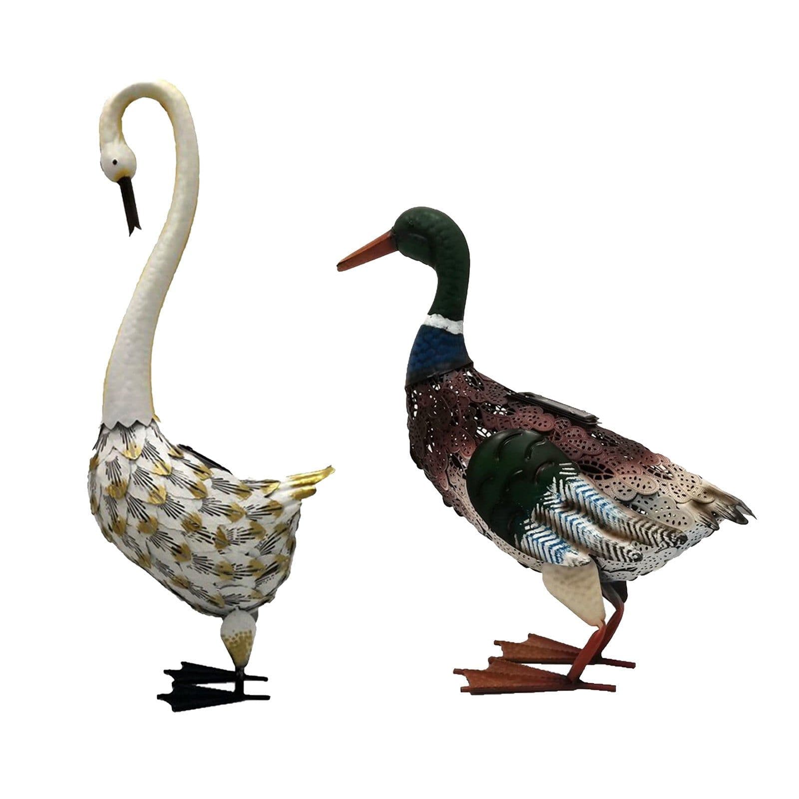 image-Garden Courtyard Outdoor Lawn Luminous Tin Animal Wrought Iron Swan Solar Light