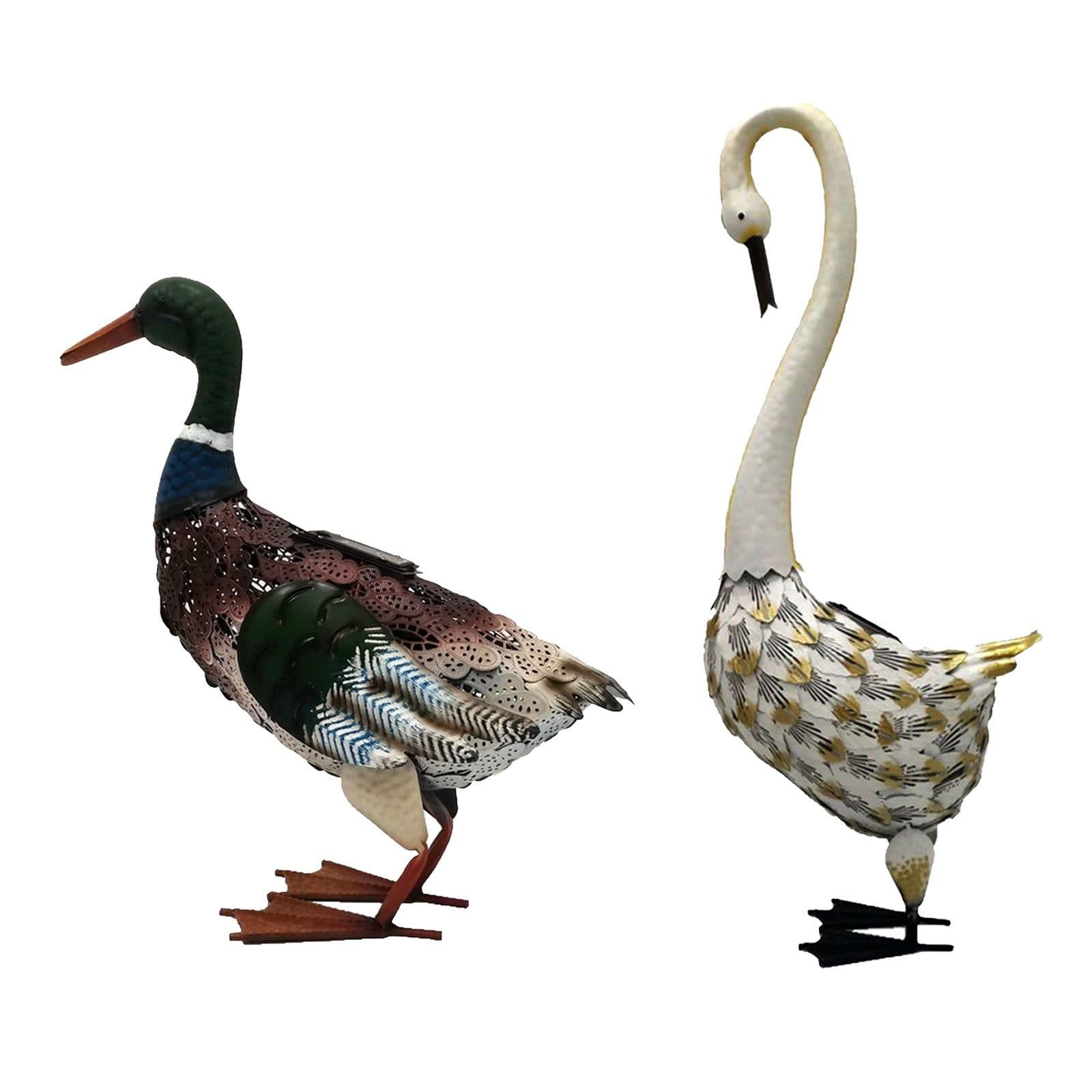 image-Garden Courtyard Outdoor Lawn Luminous Tin Animal Wrought Iron Swan Solar Light