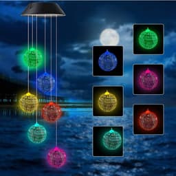 image-Outdoor Solar Wind Chime Lamp Hummingbird Butterfly Ball Wind Chime Garden Decoration