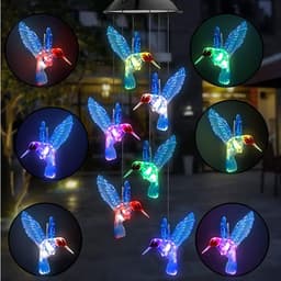 image-Outdoor Solar Wind Chime Lamp Hummingbird Butterfly Ball Wind Chime Garden Decoration