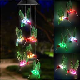 image-Outdoor Solar Wind Chime Lamp Hummingbird Butterfly Ball Wind Chime Garden Decoration