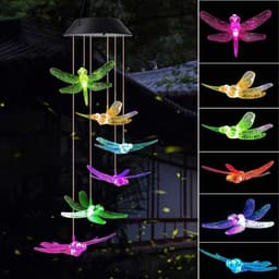 image-Outdoor Solar Wind Chime Lamp Hummingbird Butterfly Ball Wind Chime Garden Decoration
