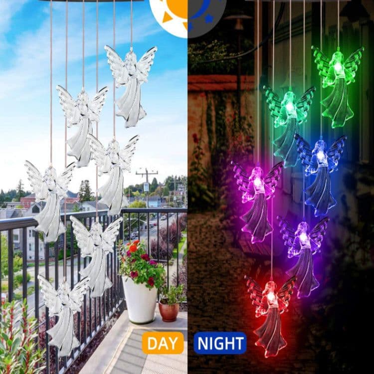 image-Outdoor Solar Wind Chime Lamp Hummingbird Butterfly Ball Wind Chime Garden Decoration