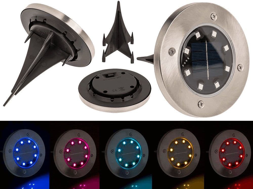 image-Garten Bodenleuchten Mit Solarzelle Und Farbwechselnder LED 4er Set