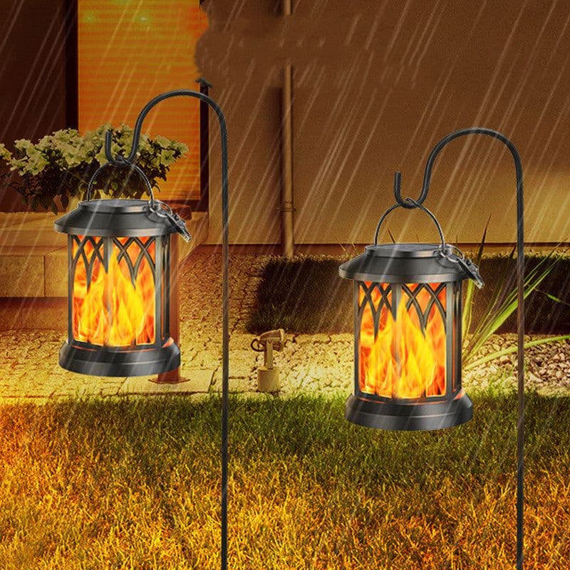 image-LED Solar Energy Simulation Flame Lamp With Clip Waterproof Outdoor Wall Lamp Festival Decoration