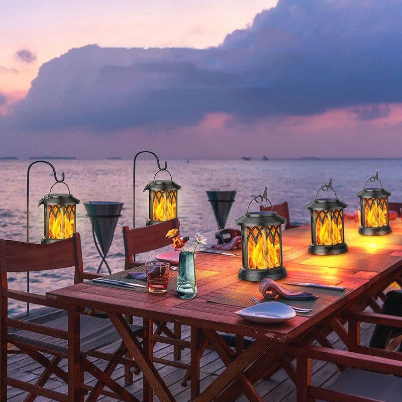 image-LED Solar Energy Simulation Flame Lamp With Clip Waterproof Outdoor Wall Lamp Festival Decoration