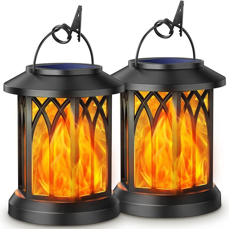 image-LED Solar Energy Simulation Flame Lamp With Clip Waterproof Outdoor Wall Lamp Festival Decoration
