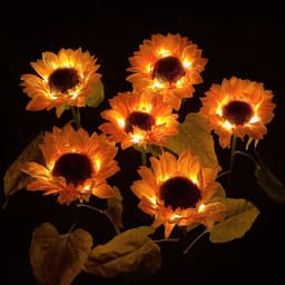 image-Led Solar Sunflower Three Head Lawn Garden Decorative Landscape Outdoor Lamp