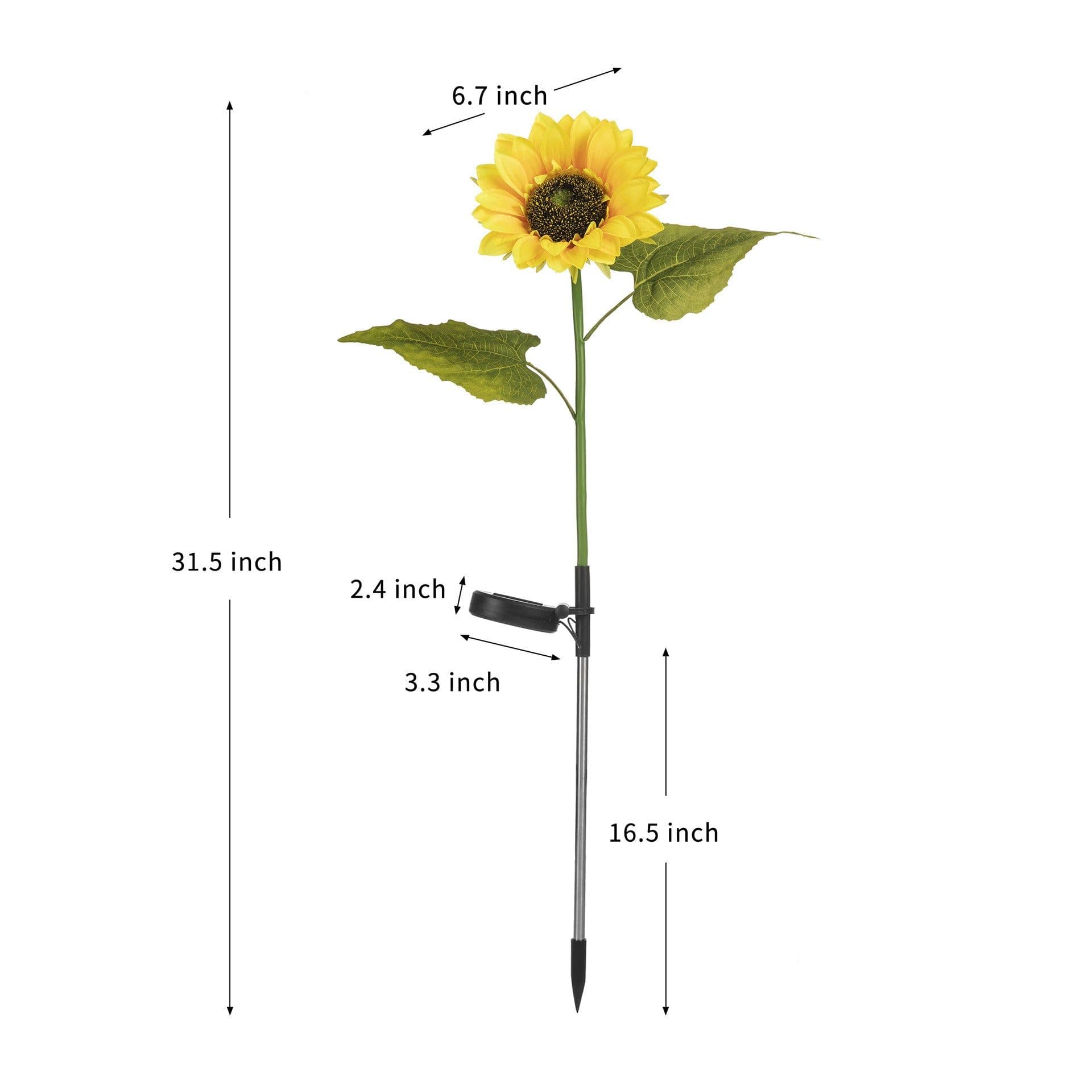 image-Led Solar Sunflower Three Head Lawn Garden Decorative Landscape Outdoor Lamp