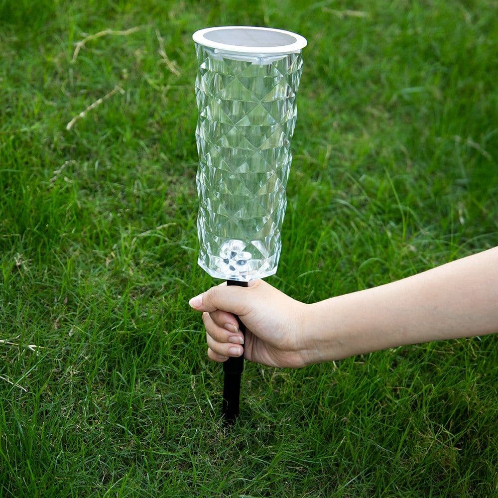 image-Solar Garden Lamp 10 Colors Changing Crystal Lamp Rose Light Shape LED Romantic Diamond Atmosphere Project Light
