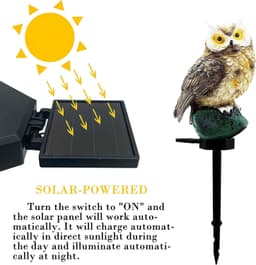 image-Solar Garden Light Outdoor, Owl Solar Garden Stake Light, Waterproof Warm White LED Light For Garden, Patio, Yard, Lawn, Walkway Decoration