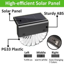 image-LED Acrylic Shell Solar RGB Color Warm White Stair Light Outdoor Garden Courtyard