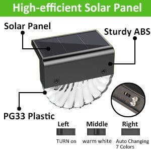 image-LED Acrylic Shell Solar RGB Color Warm White Stair Light Outdoor Garden Courtyard