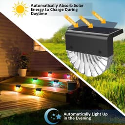 image-LED Acrylic Shell Solar RGB Color Warm White Stair Light Outdoor Garden Courtyard