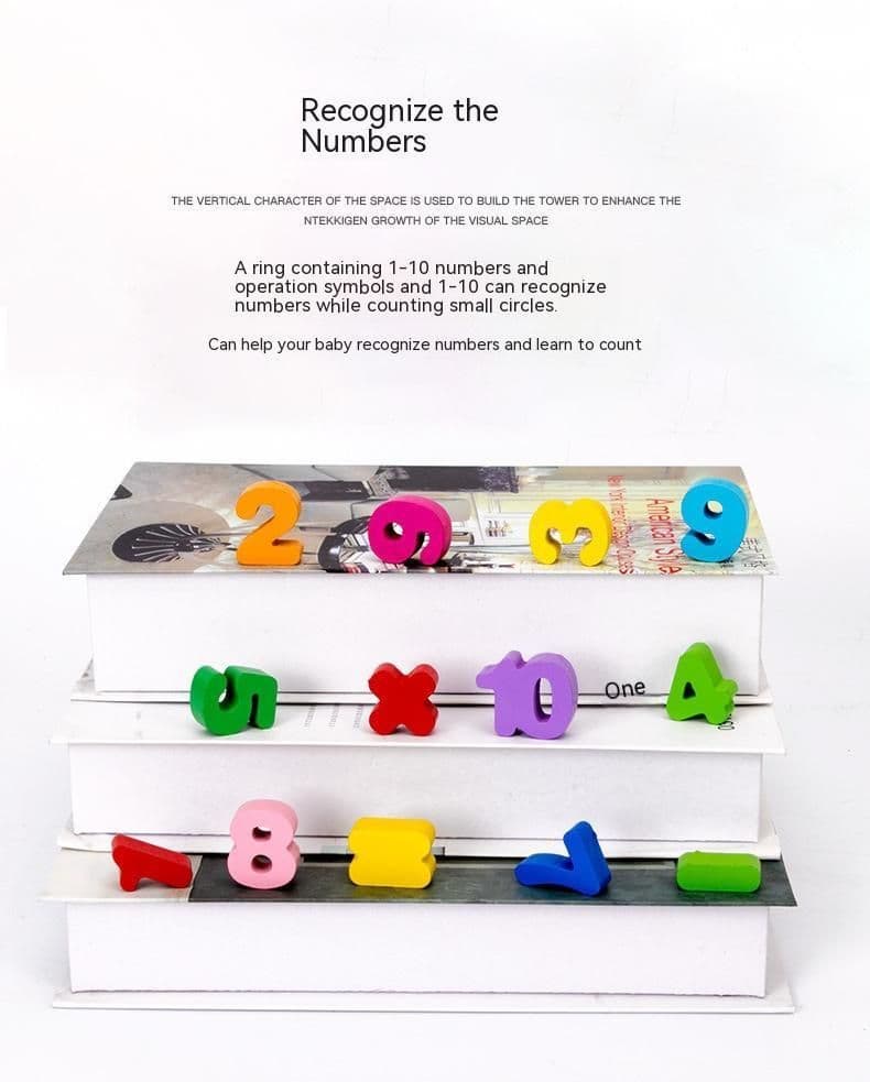 image-Wooden Three-in-one Digital Board Digital Shape Matching Letter Cognitive Toy