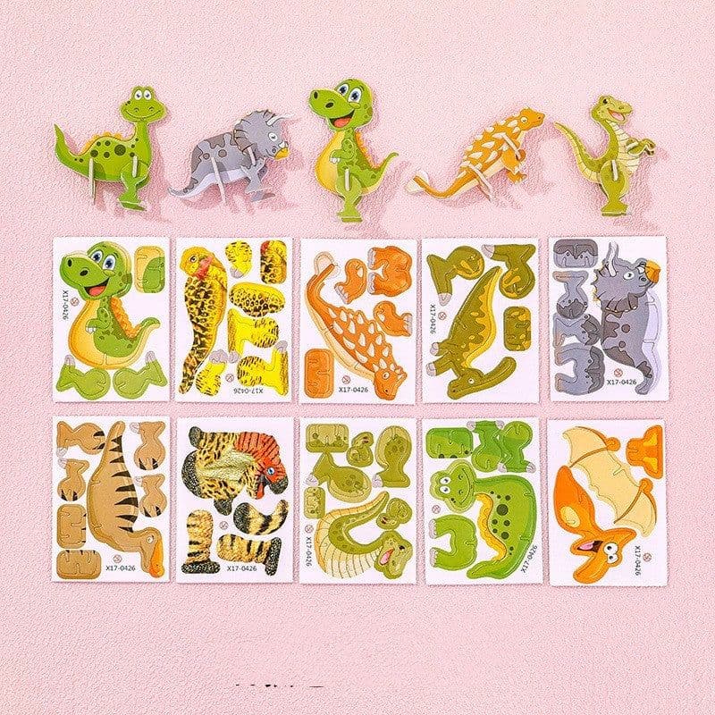 image-Cartoon Dinosaur 3D Puzzle Model Children DIY Handmade
