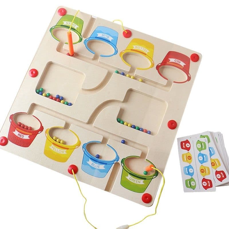 image-Magnetic Color Digital Maze Wooden Puzzle