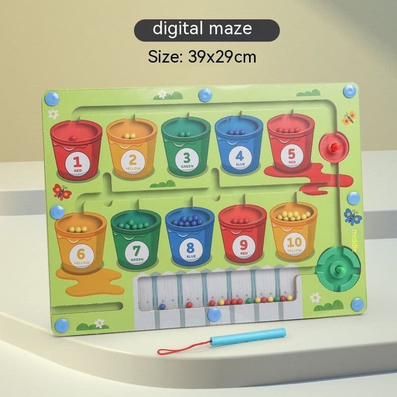image-Magnetic Color Digital Maze Wooden Puzzle