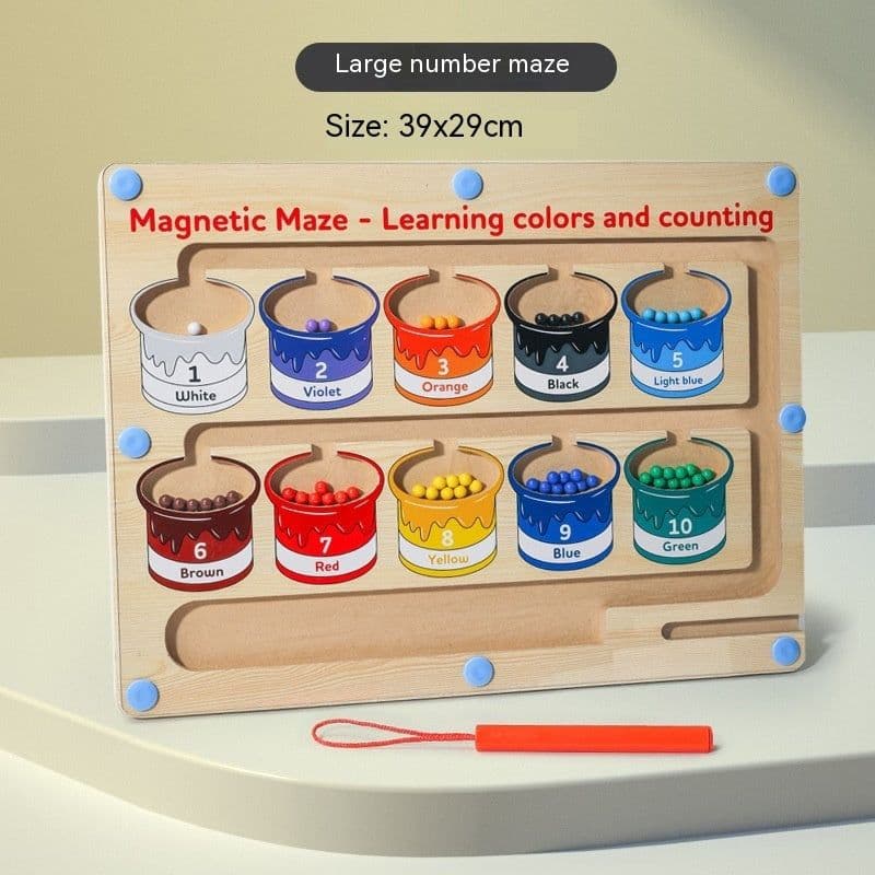 image-Magnetic Color Digital Maze Wooden Puzzle