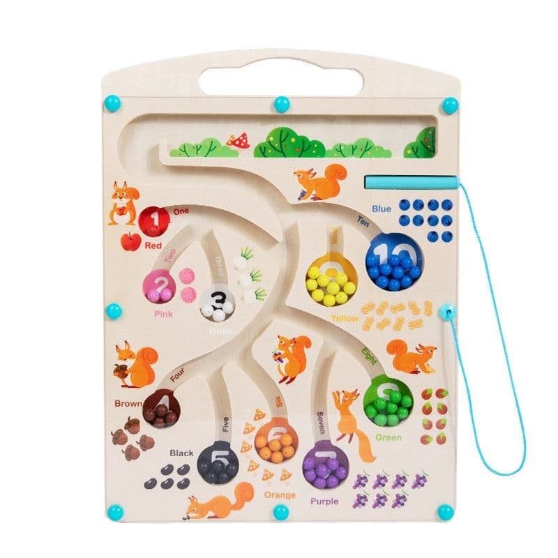 image-Magnetic Color Digital Maze Wooden Puzzle
